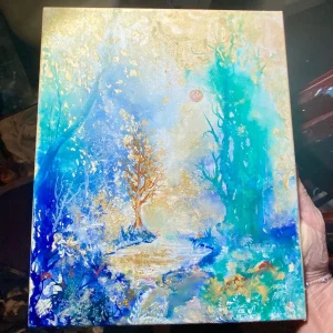 Devon artist Vivienne Littley acrylics and ink on canvas Quietly, It Speaks