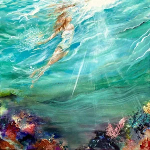 The Swimmer High Quality Giclee Limited Edition Print - Vivienne Littley - Devon Artist